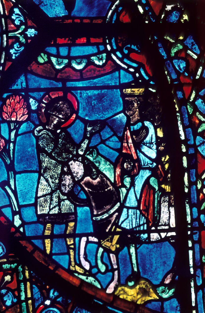 Baudoin opowiada Karolowi Wielkiemu o śmierci Rolanda, witraż, katedra w Chartres, 1194-1260 autorstwa Unbekannt