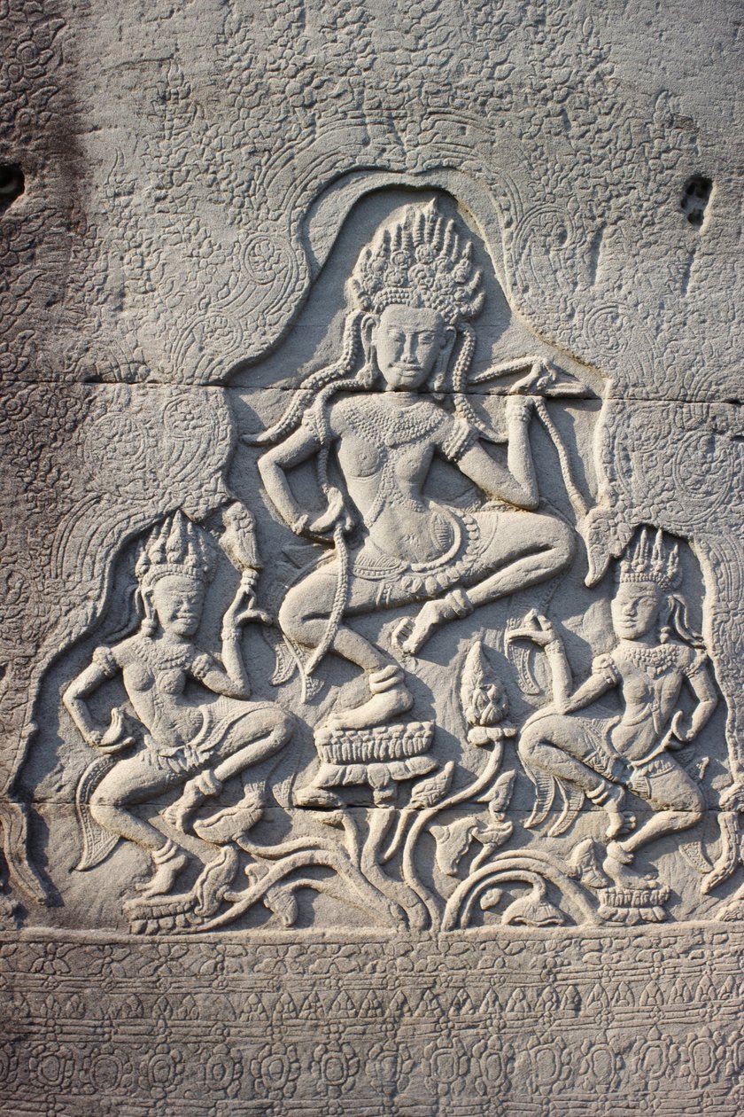 Niebiańscy tancerze Bayon wyrzeźbieni w filarze, Siem Reap, Kambodża autorstwa Unbekannt