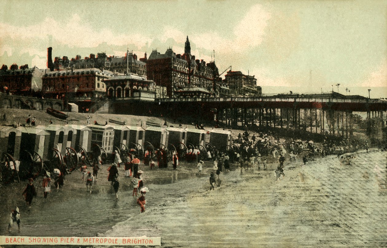 Plaża przedstawiająca molo i metropole, Brighton, koniec XIX i początek XX wieku. autorstwa Unbekannt