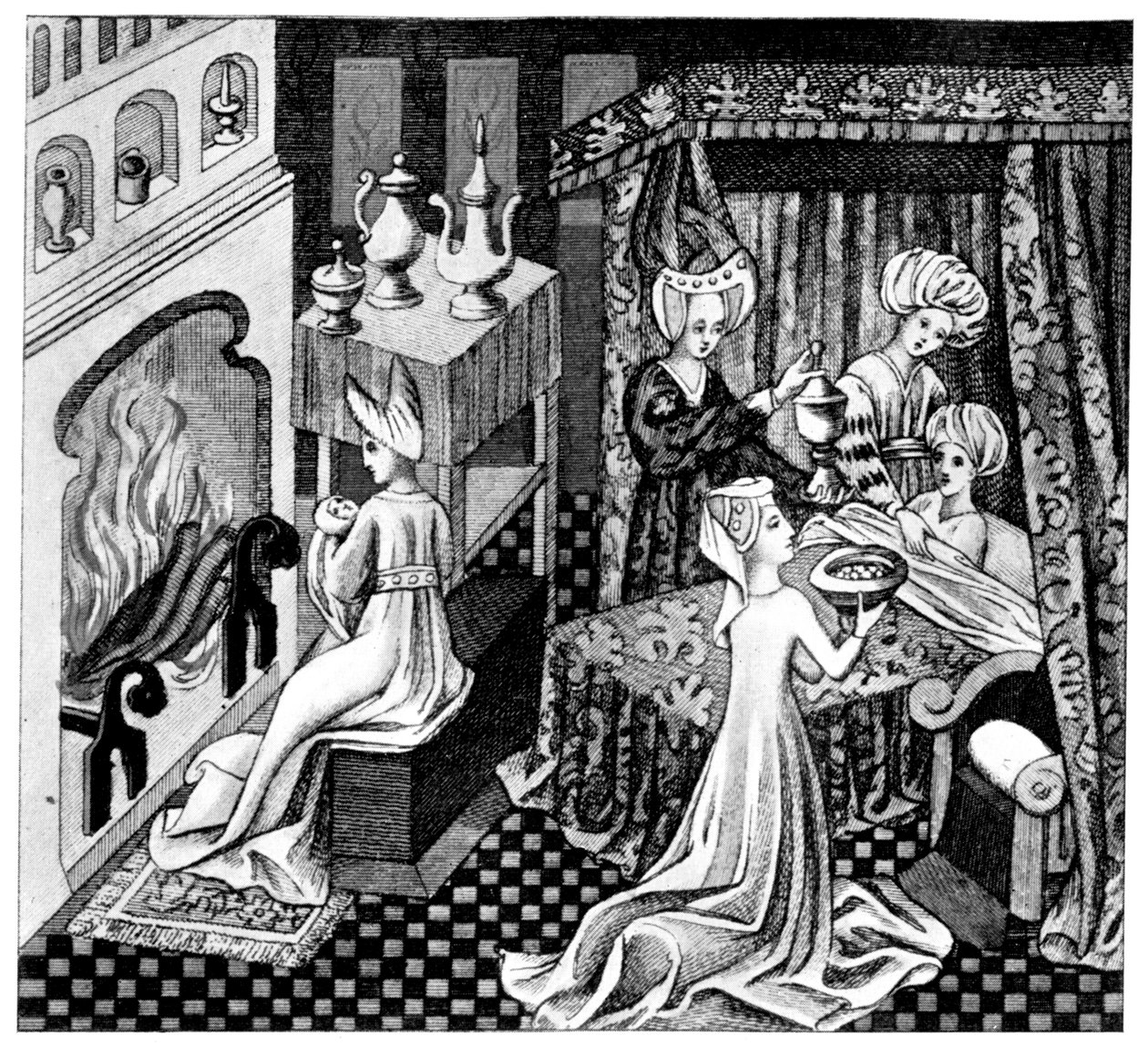 Scena sypialniana, XV wiek, 1910 autorstwa Unbekannt