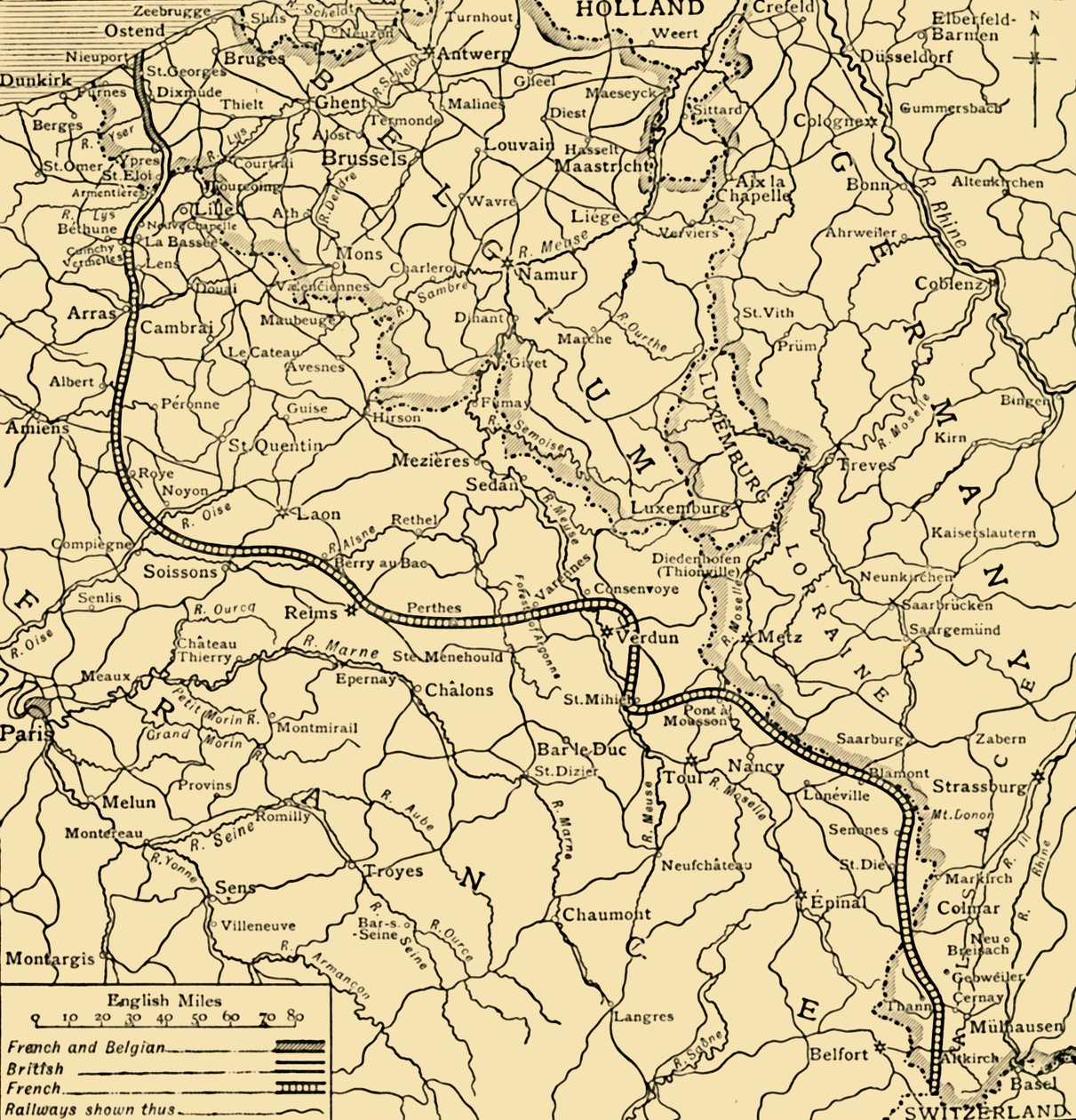 Pozycje belgijskie, brytyjskie i francuskie, I wojna światowa, 1915, c1920. autorstwa Unbekannt