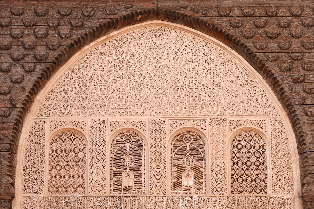 Ben Youssef Medersa to największa Medersa w Maroku, pierwotnie szkoła religijna założona pod Abou el Hassan, Marrakech, Maroko autorstwa Unbekannt