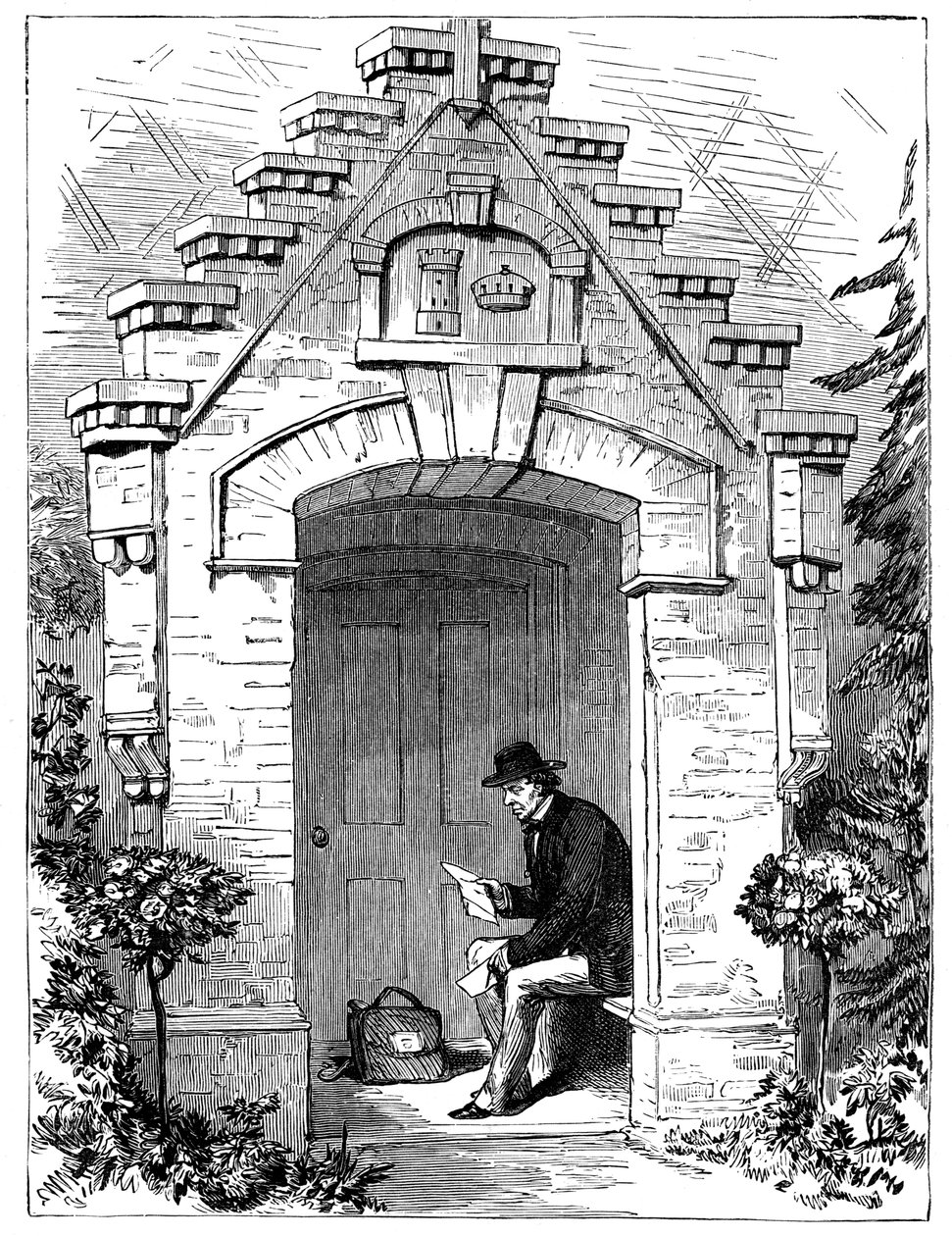 Benjamin Disraeli 1804-1881 czytający listy na werandzie loży Hughenden, XIX w. autorstwa Unbekannt