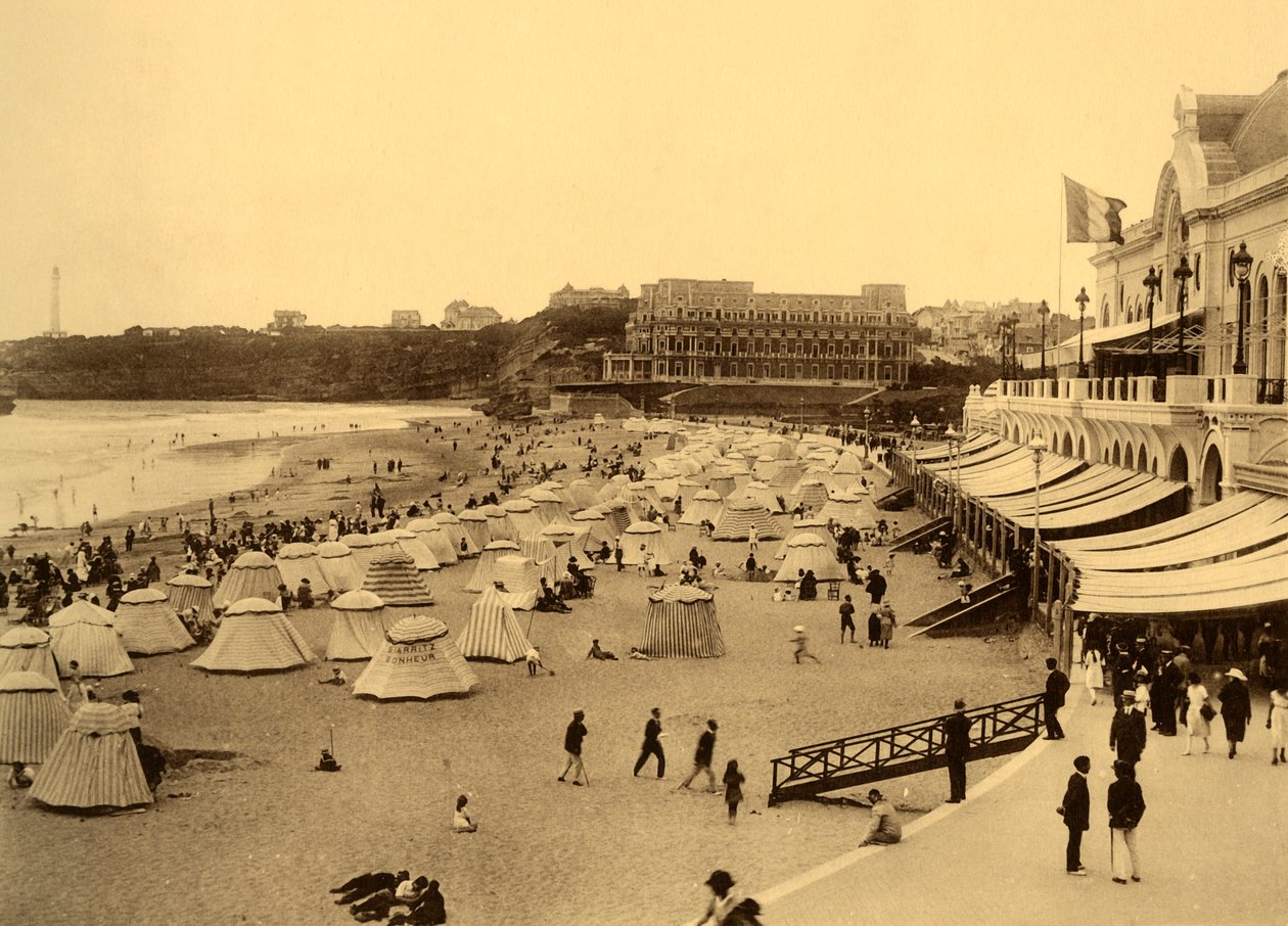 Biarritz - Plaża i Kasyno Miejskie, ok. 1930. autorstwa Unbekannt