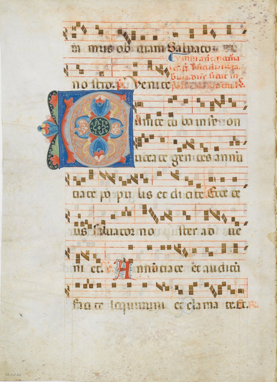 Bifolium z inicjałem C, z antyfonarza, ca. 1320. autorstwa Unbekannt