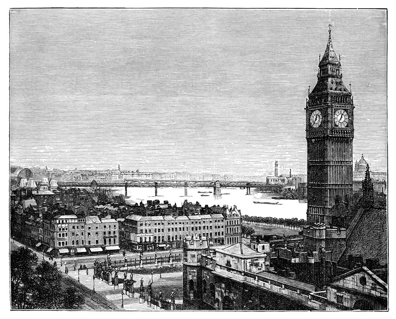 Big Ben i Houses of Parliament, Westminster, Londyn, 1870 autorstwa Unbekannt