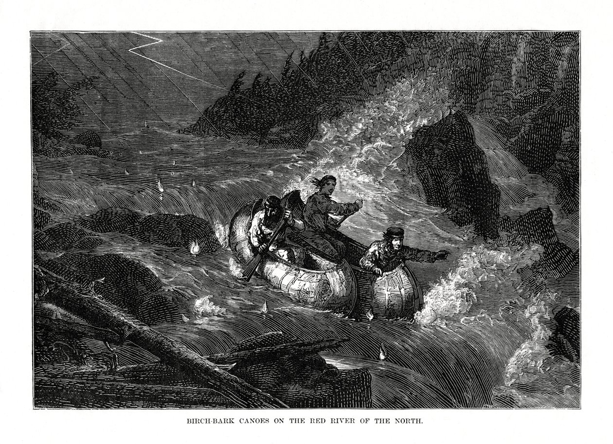 Kajaki z kory brzozowej na Czerwonej Rzece Północy, Stany Zjednoczone, 1877 autorstwa Unbekannt