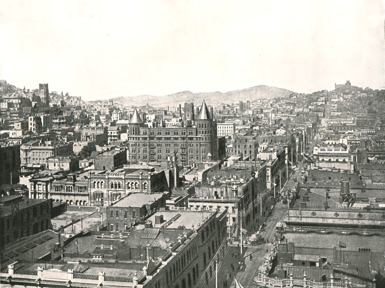Widok z lotu ptaka z wieży Chronicle Building, San Francisco, USA, 1895. autorstwa Unbekannt