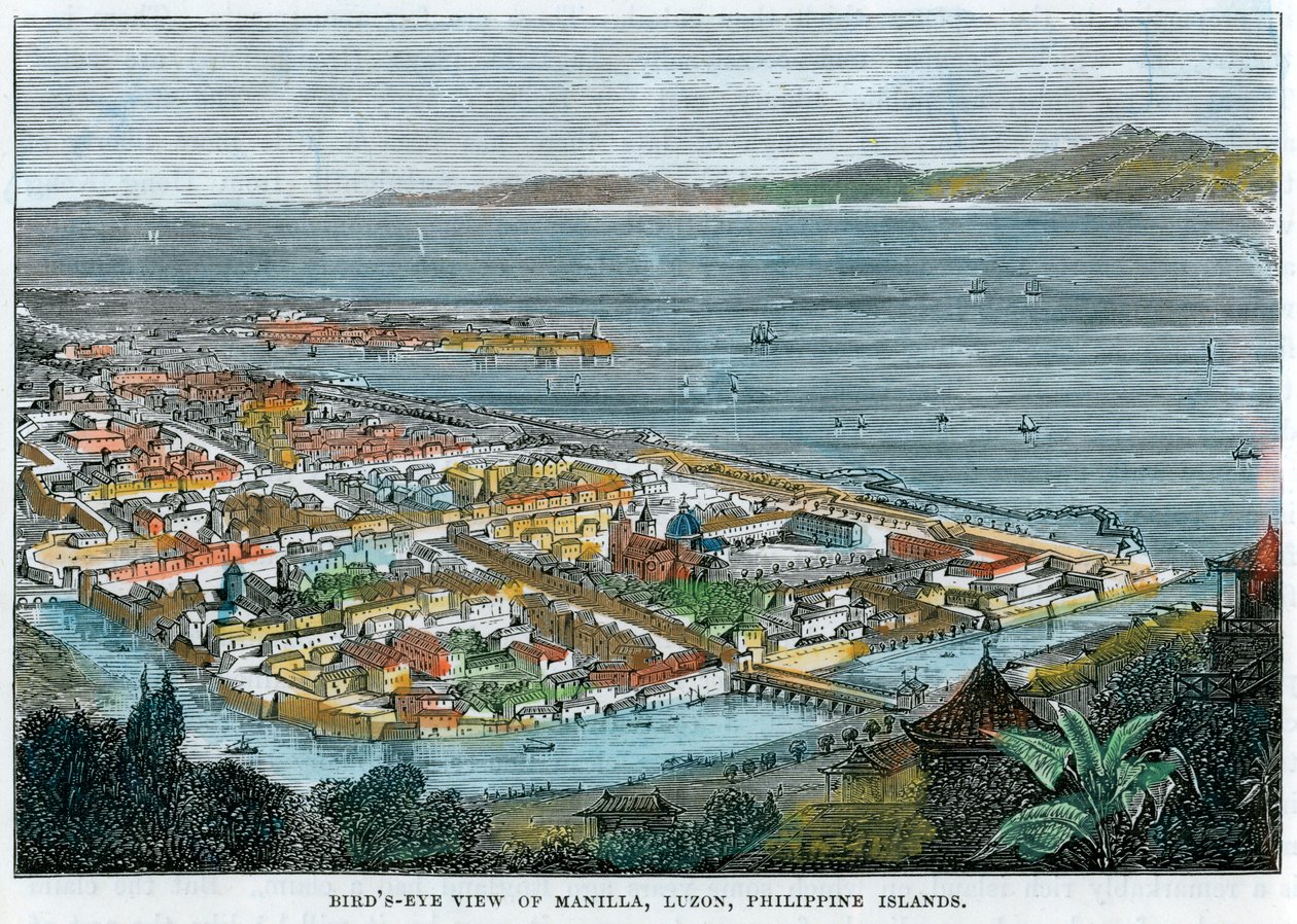 Widok z lotu ptaka na Manillę, Luzon, Wyspy Filipińskie, ok. 1880 r. autorstwa Unbekannt