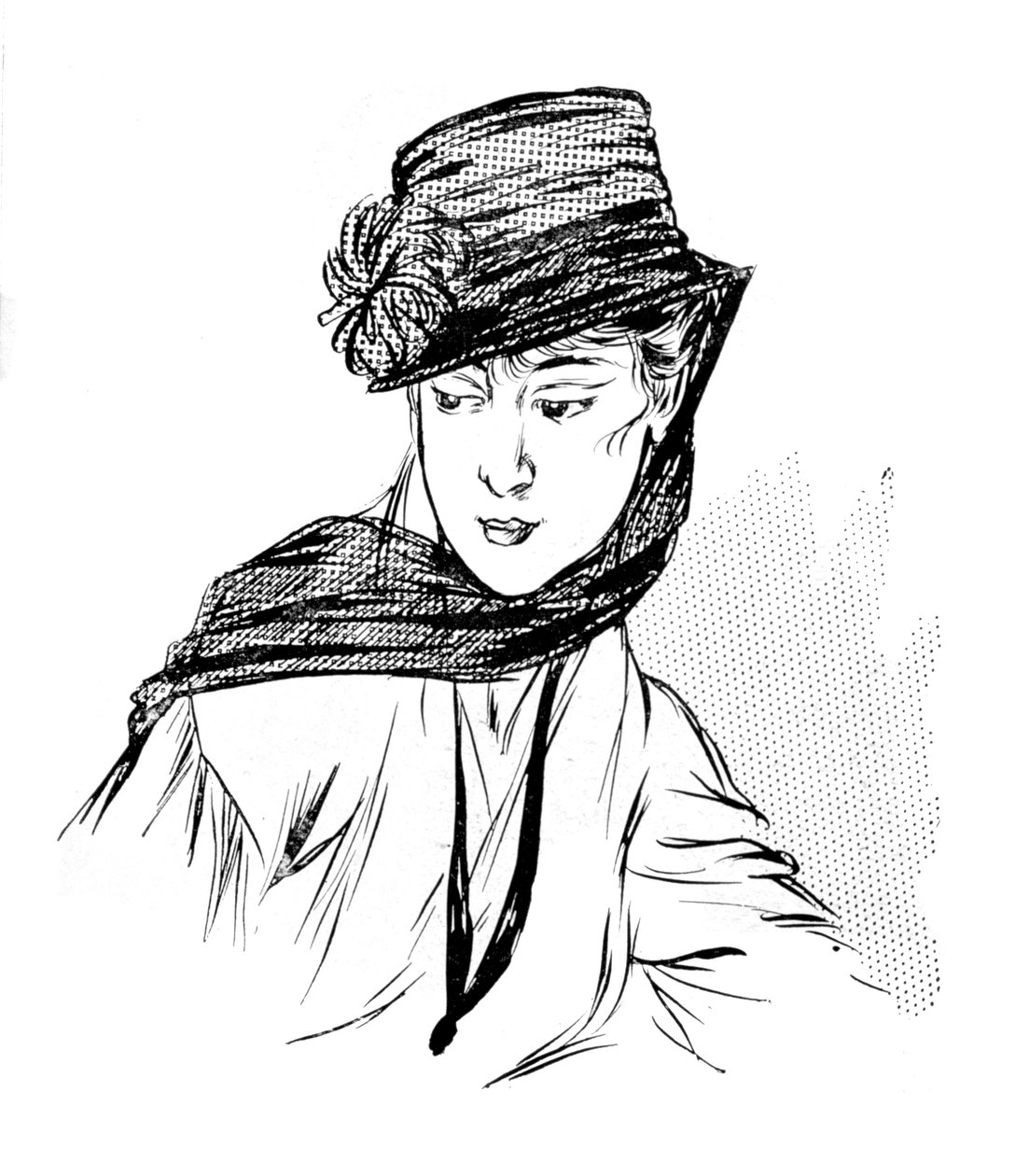 Czarna krepa z jedwabną chryzantemą i żałobnym welonem, 1915 autorstwa Unbekannt