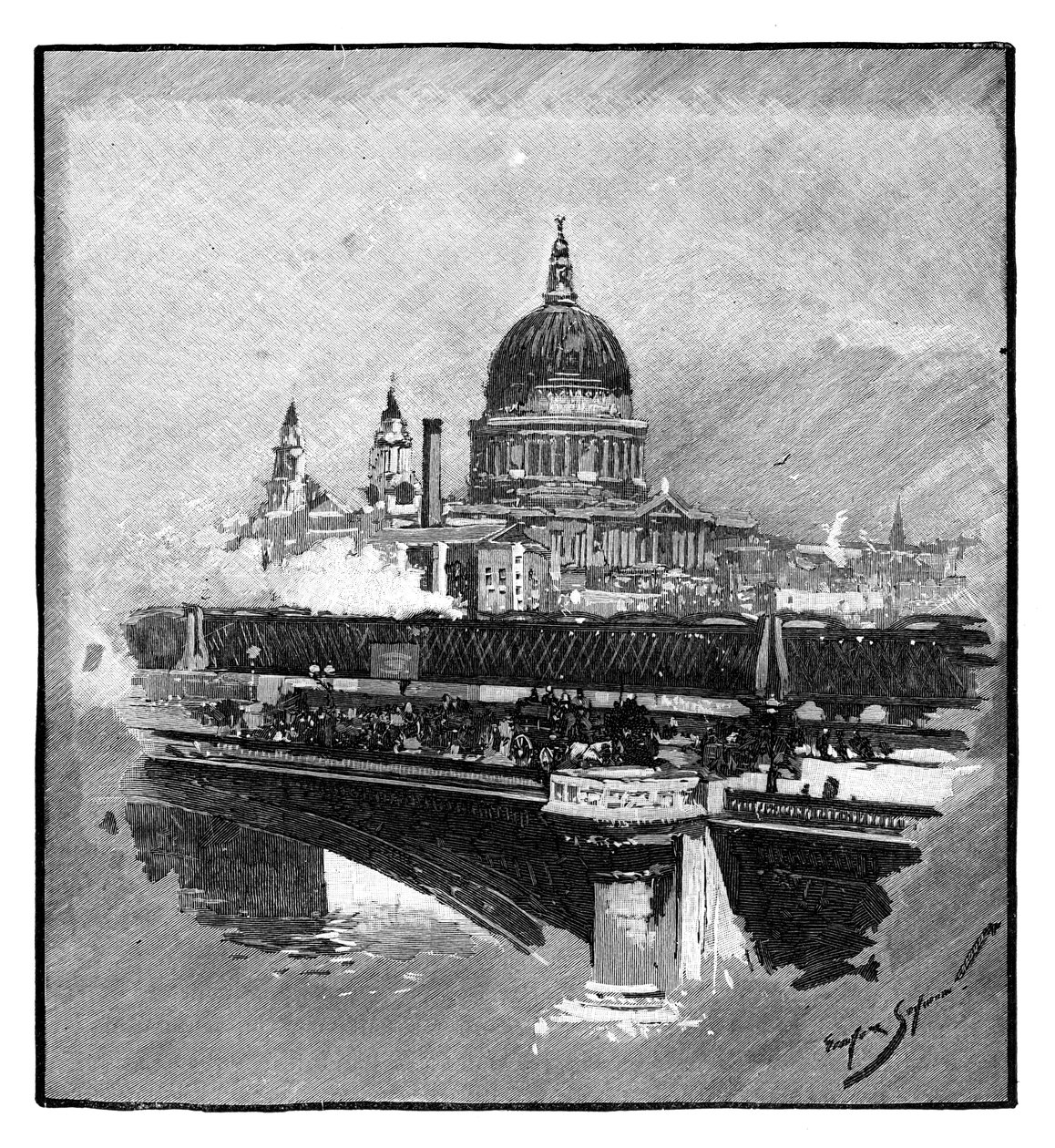 Blackfriars Bridge i katedra św. Pawła, Londyn autorstwa Unbekannt