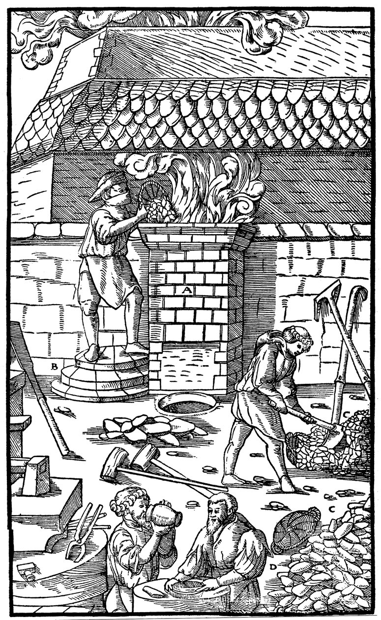 Wielki piec do wytopu rudy żelaza, 1556 autorstwa Unbekannt