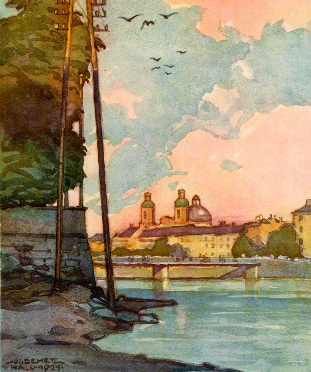 Blick auf Die Innbrucke, Z widokiem na rzekę Inn, c1929. autorstwa Unbekannt