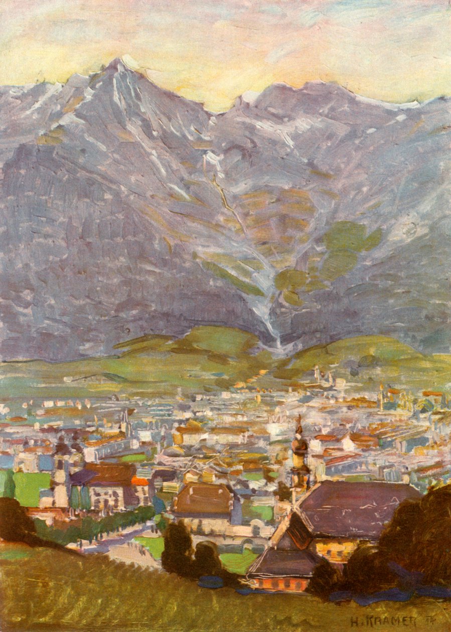 Blick vom Berg Isel auf Innsbruck, Widok z Bergisel w Innsbrucku, c1929. autorstwa Unbekannt