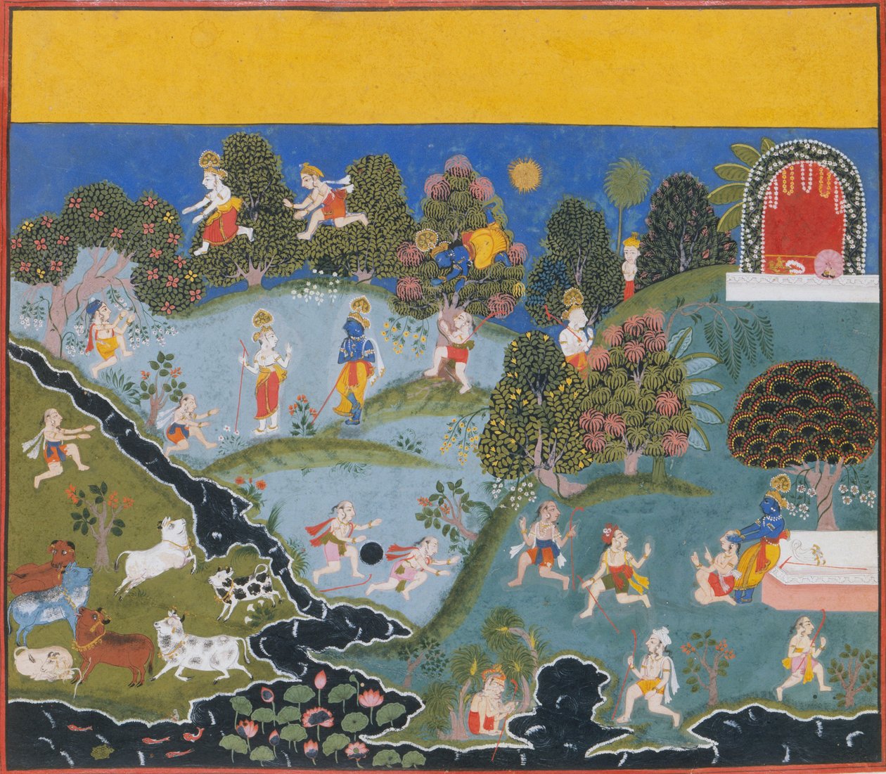 Blindmans Bluff... z rozproszonej Bhagavata Purana Starożytne historie Pana Wisznu, ok. 1715-20. autorstwa Unbekannt