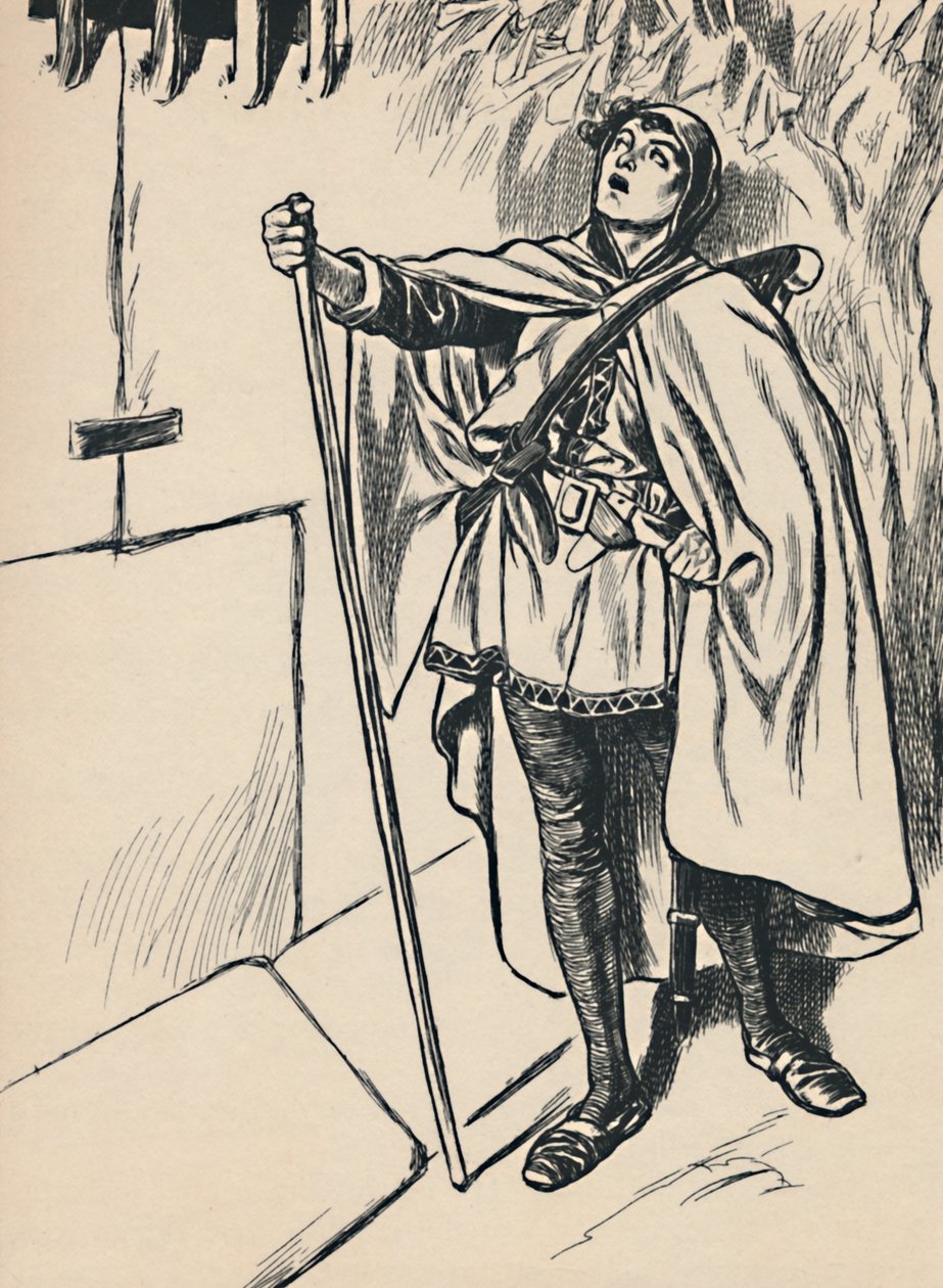 Blondel śpiewa pod oknem Richardsa, c1907 autorstwa Unbekannt