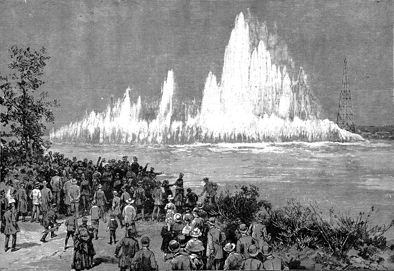 Wysadzenie w powietrze powodziowej skały, 1885 autorstwa Unbekannt