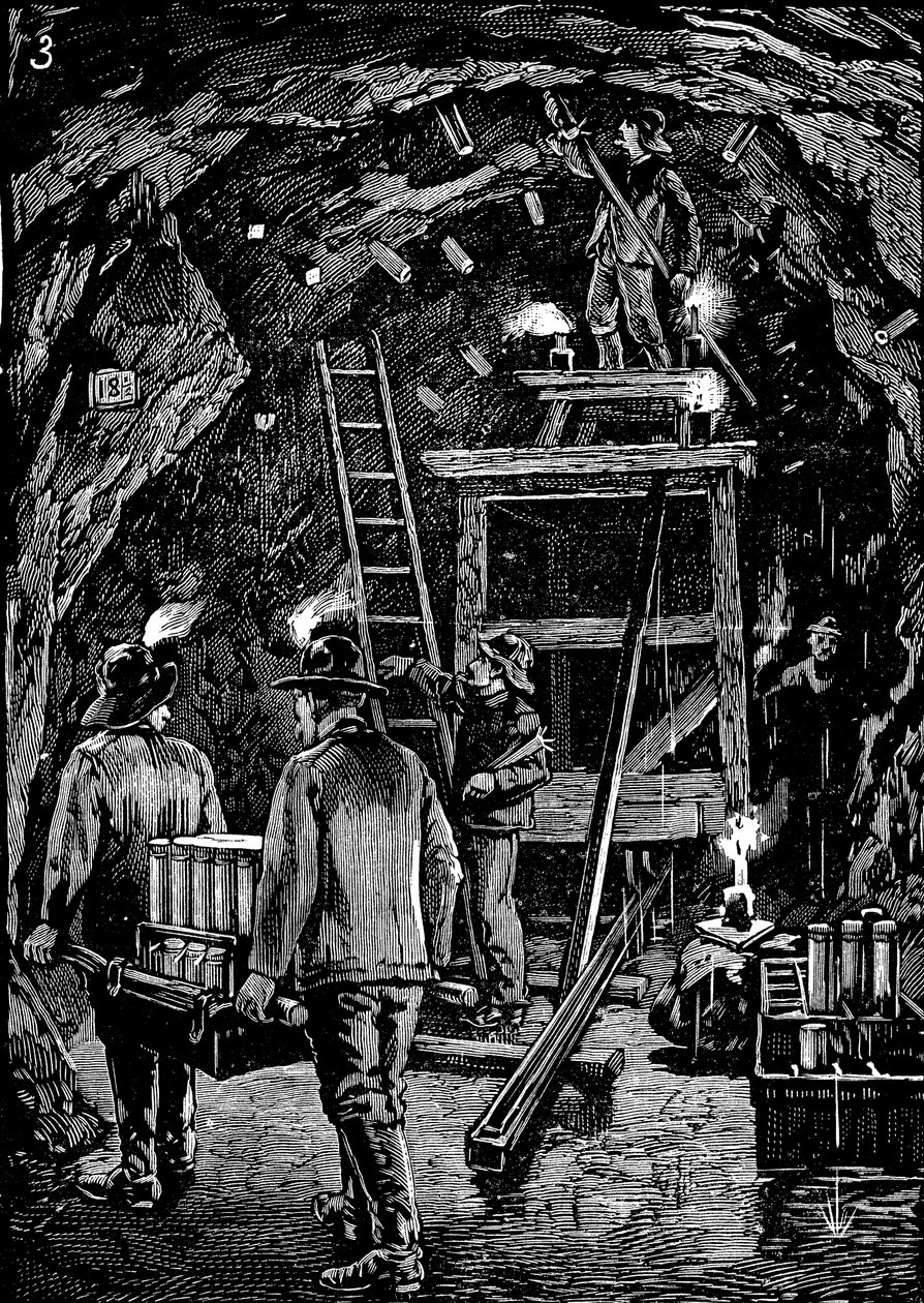 Wysadzenie w powietrze powodziowej skały, 1885 autorstwa Unbekannt