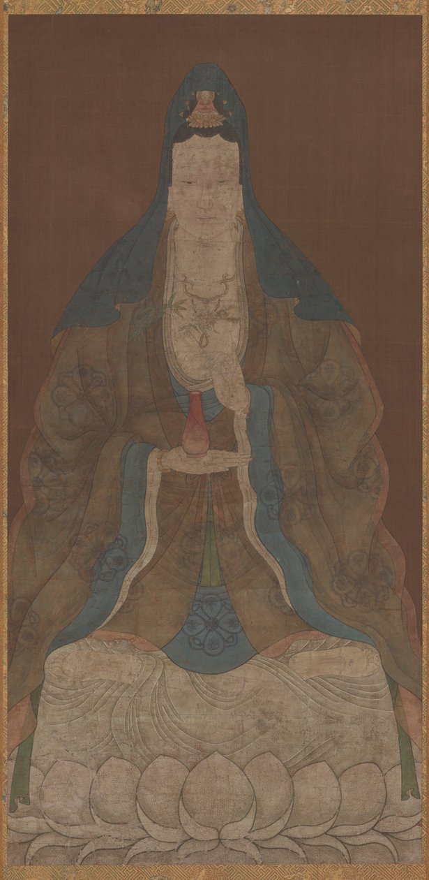 Bodhisattwa Avalokiteśwara Guanyin z wazą i gałązką wierzby, dynastia Ming, 1368-1644. autorstwa Unbekannt