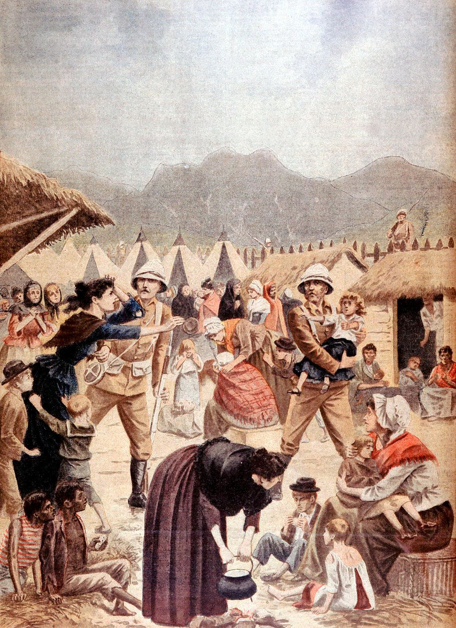 Burskie kobiety i dzieci w brytyjskim obozie koncentracyjnym w Transwalu, wojna burska, 1901 autorstwa Unbekannt