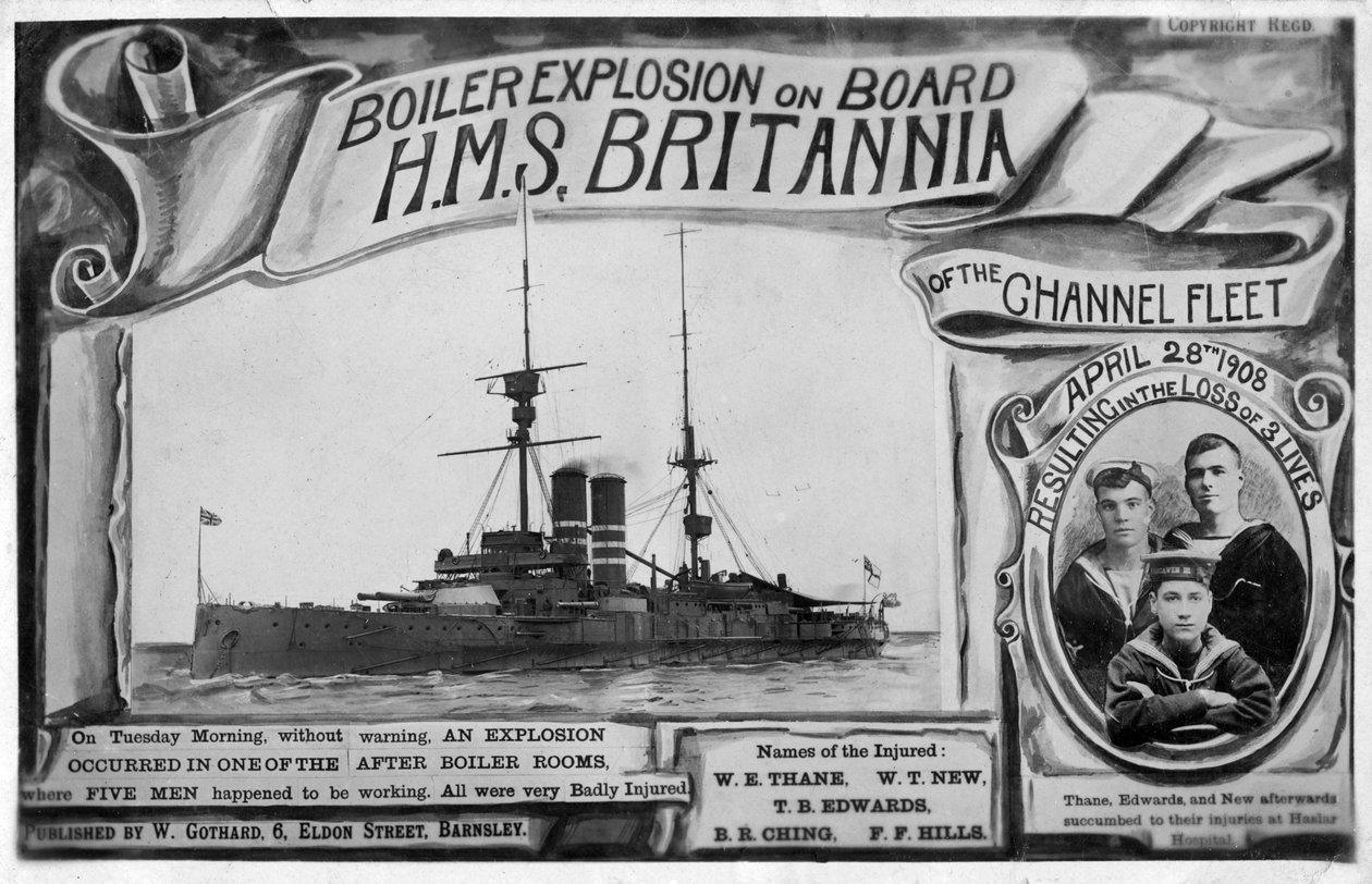 Wybuch kotła na pokładzie HMS Britannia, 28 kwietnia 1908 r. autorstwa Unbekannt