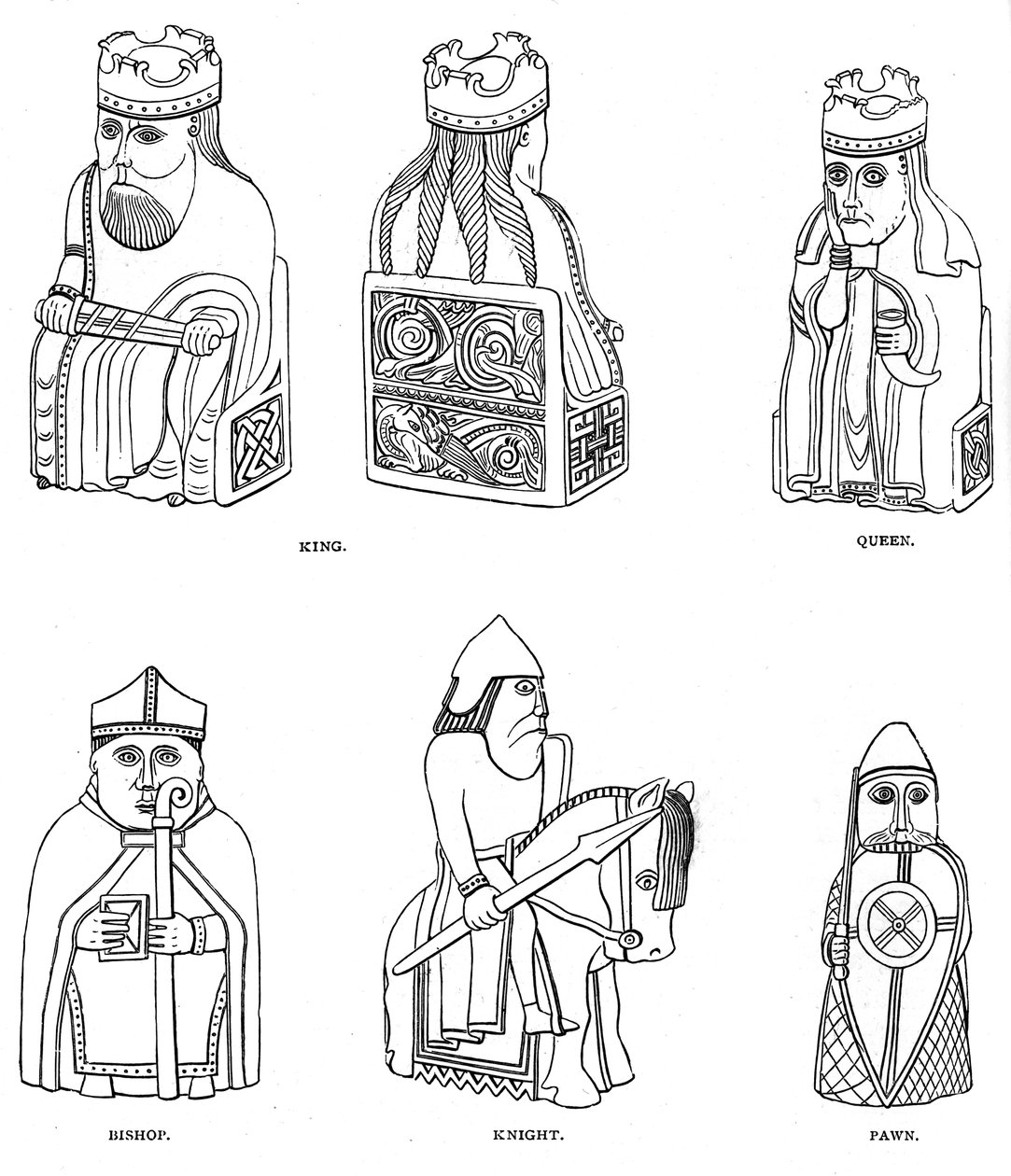 Kościane szachy wzornictwa skandynawskiego, XII lub XIII wiek, 1892 autorstwa Unbekannt