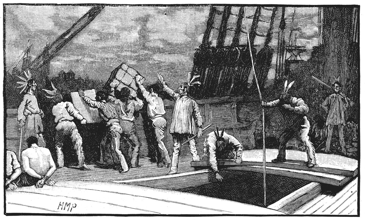 Boston Tea Party, 26 grudnia 1773 autorstwa Unbekannt