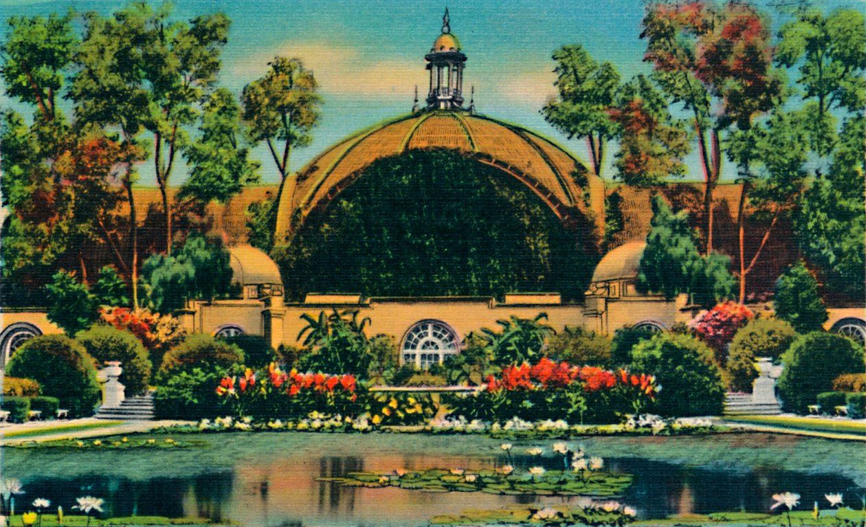 Budynek Botaniczny i Zalew. San Diego, Kalifornia, ok. 1941 r. autorstwa Unbekannt