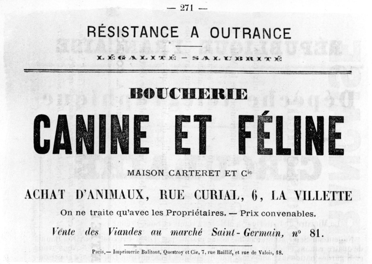 Boucherie Canine et Feline, z francuskich plakatów politycznych Komuny Paryskiej, maj 1871 autorstwa Unbekannt