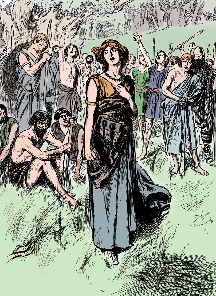 Boudicca Boadicea brytyjska królowa Icenów z I wieku, zbierająca swe wojska, ok. 1900 r autorstwa Unbekannt