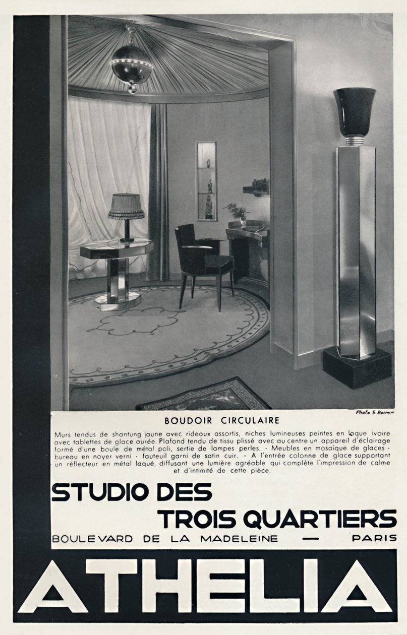 Okrągły buduar – Studio Trzy Czwarte – Athelia, 1933 autorstwa Unbekannt