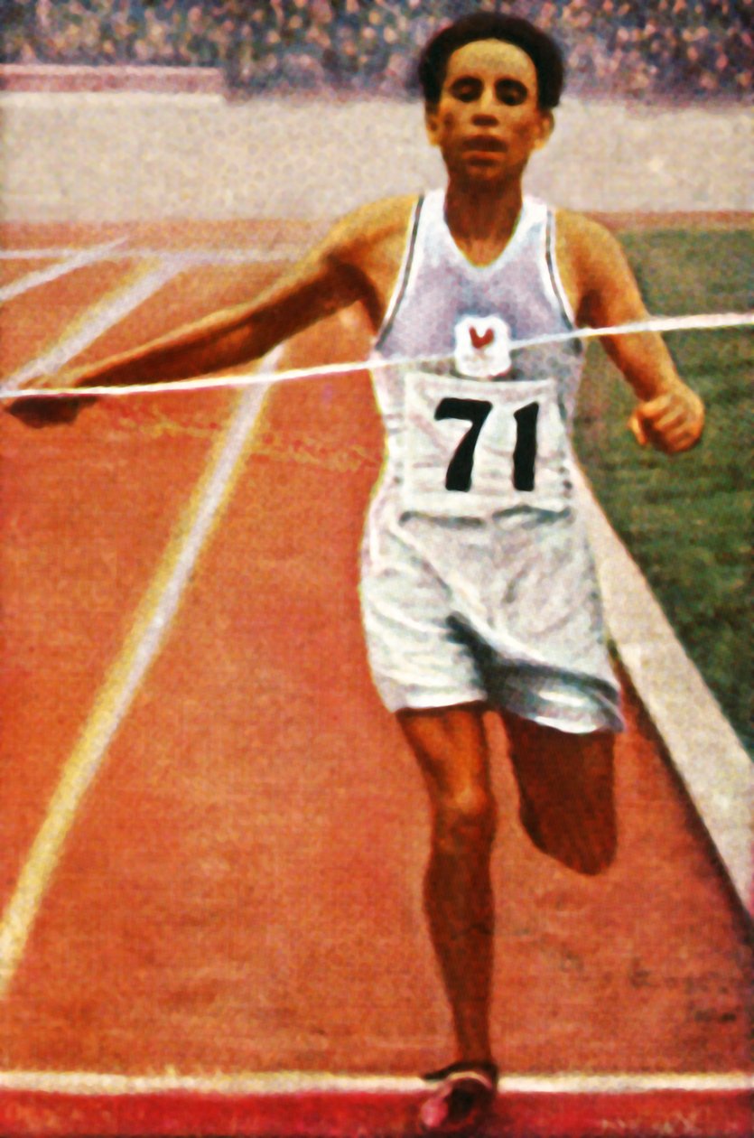 Boughera El Ouafi wygrywa maraton dla Francji, 1928. autorstwa Unbekannt