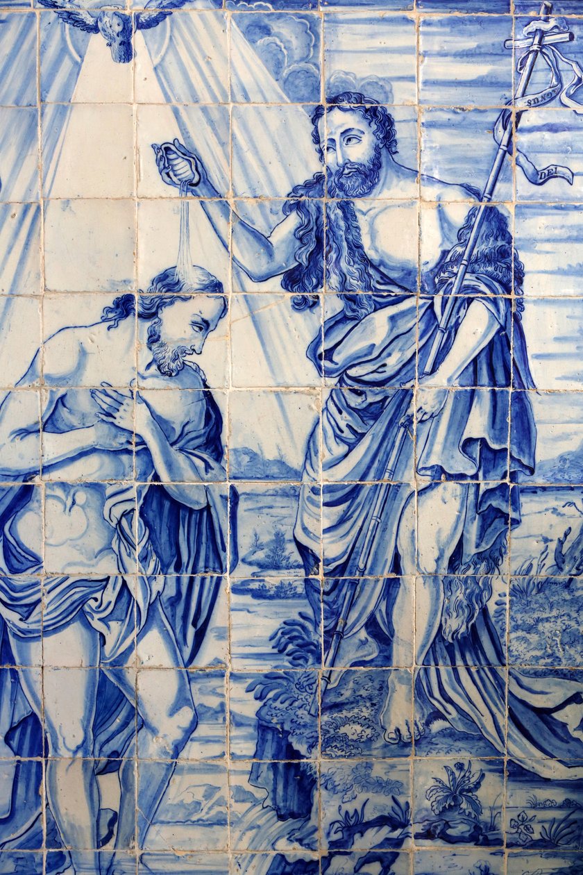Brazylia, Bahia, Salvador: Azulejo w kościele Bonfim: Chrzest Jezusa autorstwa Unbekannt