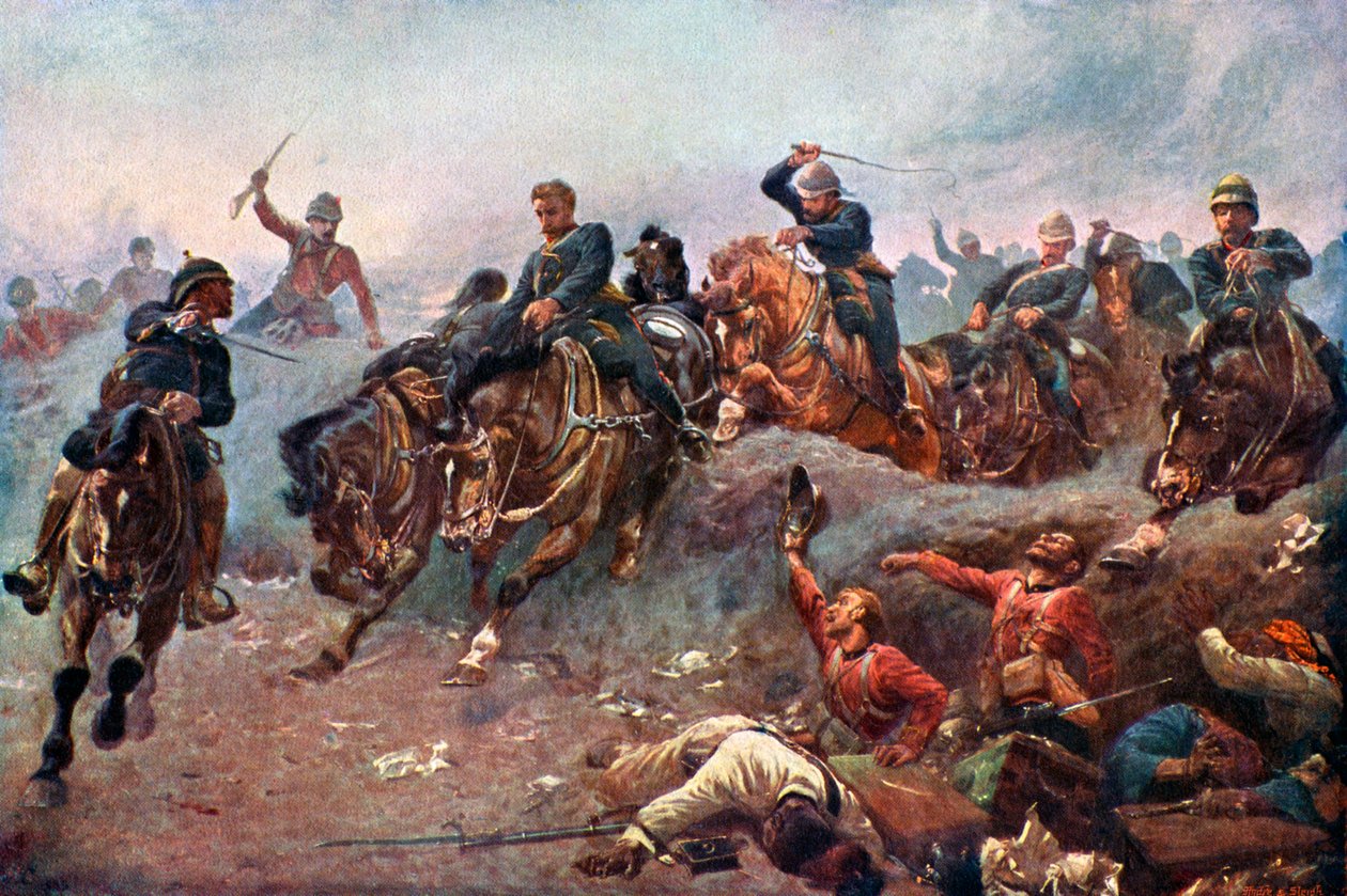 Artyleria brytyjska wkraczająca na linie wroga pod Tel-El-Kebir, 1882, ok. 1920 autorstwa Unbekannt