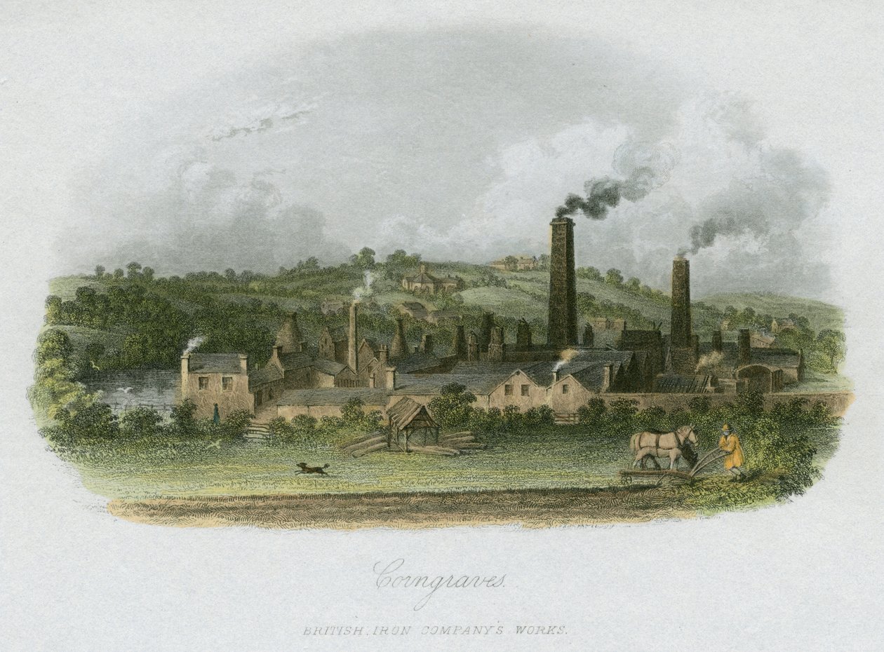 British Iron Company Works w Corngreaves, niedaleko Halesowen, West Midlands, c1835 autorstwa Unbekannt