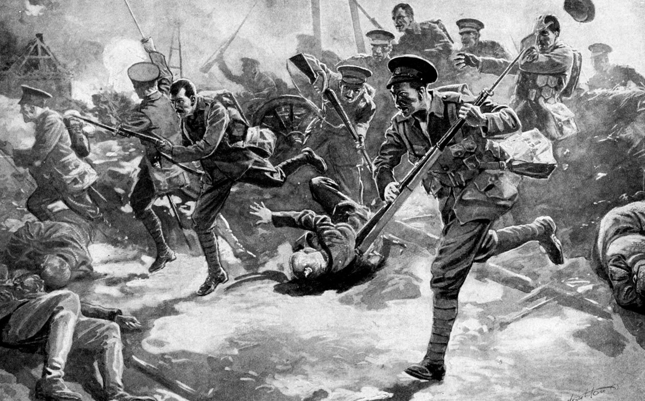 Bitwa piechoty brytyjskiej z siłami niemieckimi, I wojna światowa, 1914 autorstwa Unbekannt