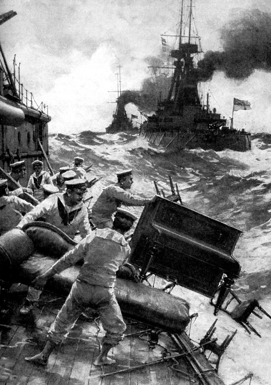 Brytyjscy marynarze wyrzucający za burtę luksusy, Morze Północne, I wojna światowa, 1914 autorstwa Unbekannt