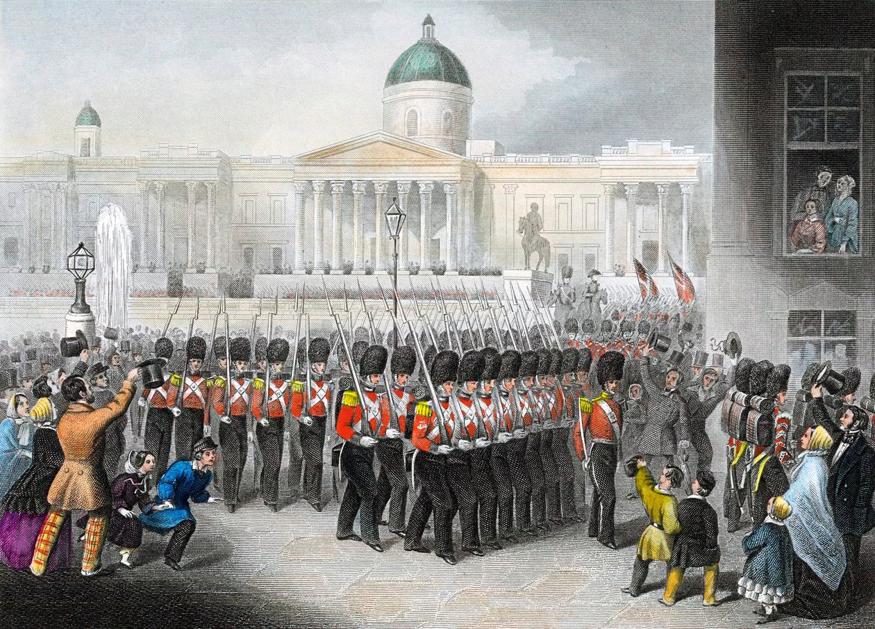 Brytyjscy żołnierze wyjeżdżający na wojnę krymską Wojna rosyjsko-turecka 1853-1856, c1860 autorstwa Unbekannt