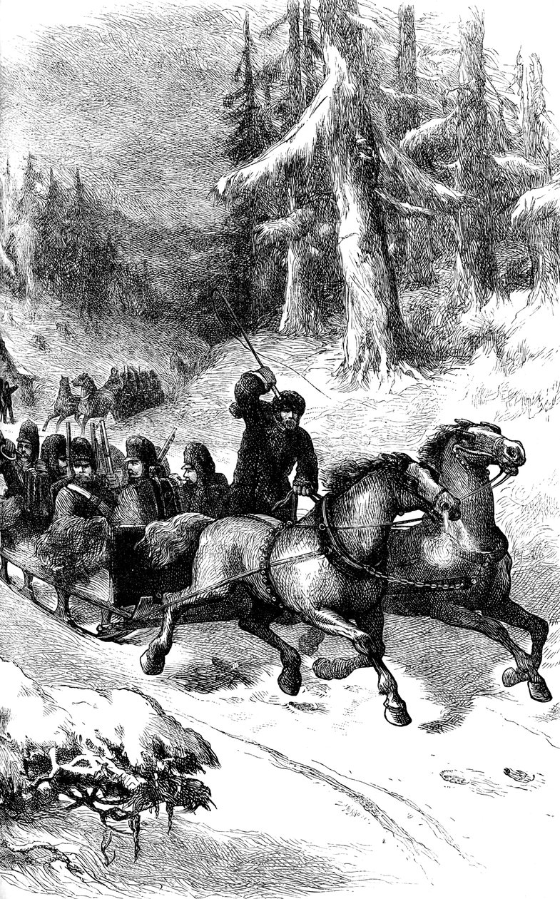 Wojska brytyjskie przetransportowane przez Kanadę zimą, ok. 1860 r. ok. 1880 r autorstwa Unbekannt