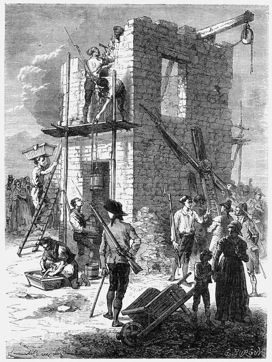 Budowa stacji telegraficznej Chappe, ok. 1793, ok. 1870 r. autorstwa Unbekannt