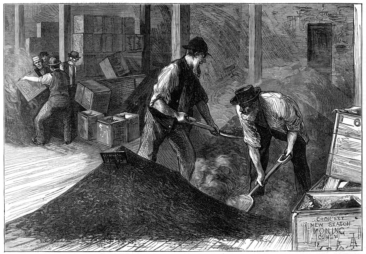Herbata masowa w magazynie herbaty, 1874 autorstwa Unbekannt