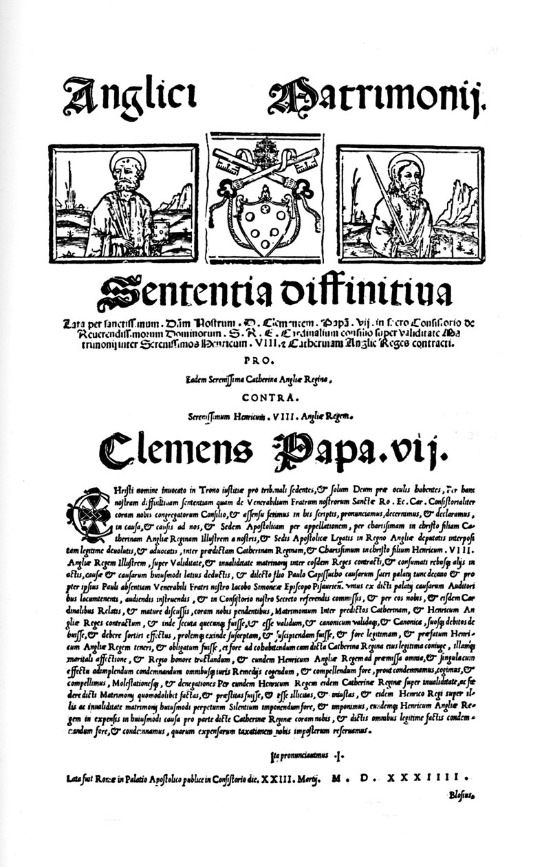 Bulla papieża Klemensa VII. Przeciw rozwodowi Henryka VIII, 1530, 1903 autorstwa Unbekannt