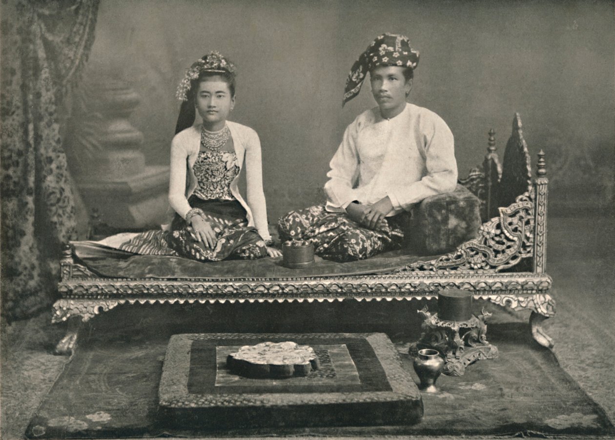 Birmański Książę i Księżniczka, 1900. autorstwa Unbekannt