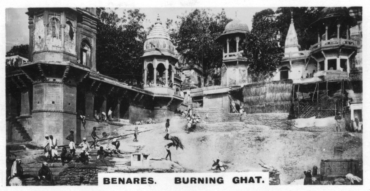 Płonący Ghat, Benares, Indie, ok. 1925 autorstwa Unbekannt
