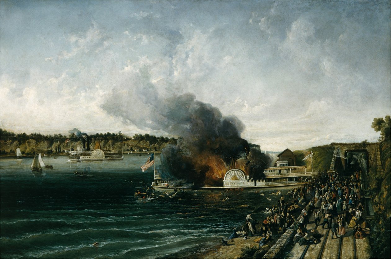 Spalenie Sidewheeler Henry Clay, ca. 1854-60. autorstwa Unbekannt