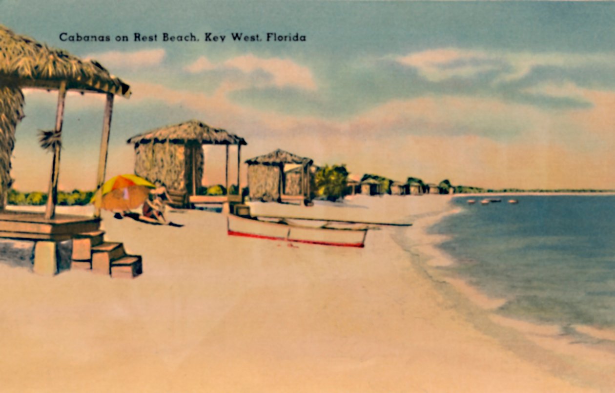Cabanas na Rest Beach, Key West, Floryda, c1940 autorstwa Unbekannt