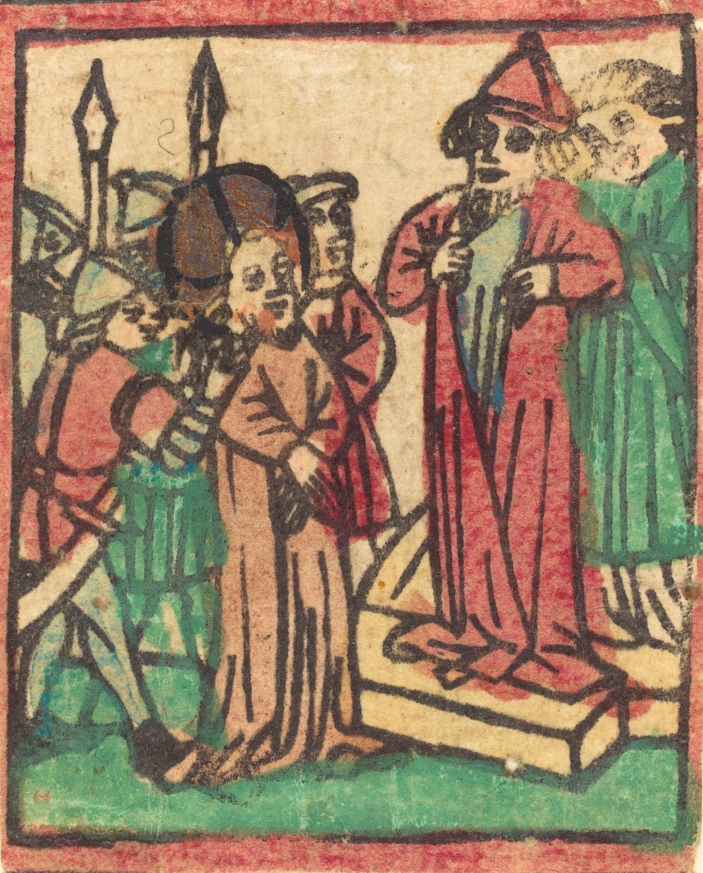 Kajfasz rozdzierający szaty, prawdopodobnie 1449. autorstwa Unbekannt