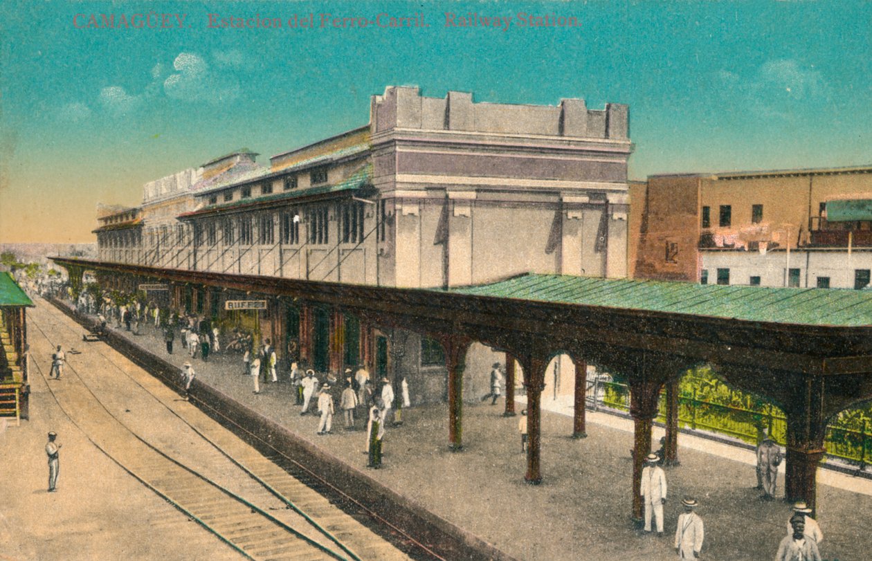 Camaguey. Dworzec kolejowy. Dworzec kolejowy, Kuba, ok. 1910 autorstwa Unbekannt