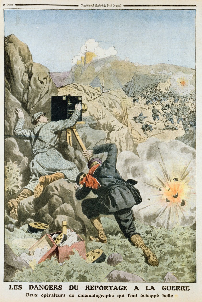 Kamerzyści pod ostrzałem podczas kręcenia pierwszej wojny bałkańskiej, 1912 autorstwa Unbekannt