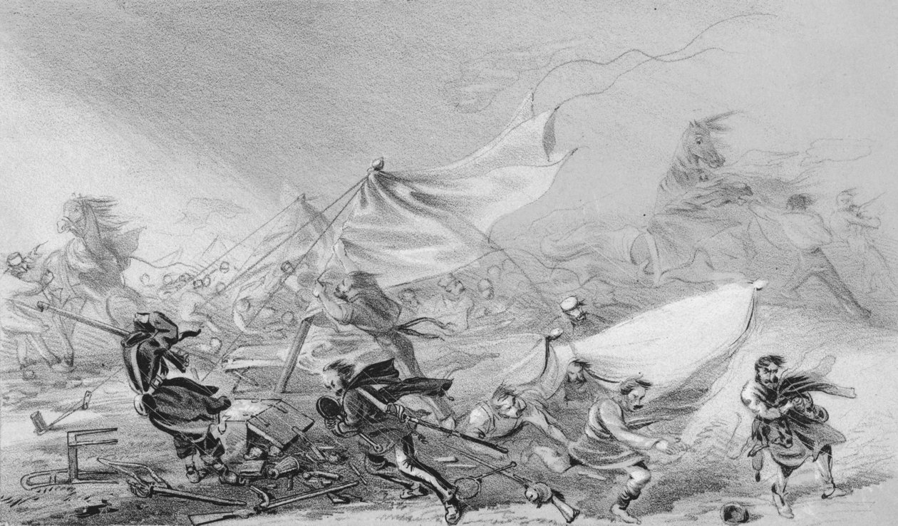 Obóz przed Sewastopolu - Skutki straszliwej burzy z 14 listopada 1854 roku 1850. autorstwa Unbekannt